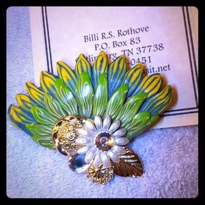 Handmade Polymer Clay Multi media artistic brooch